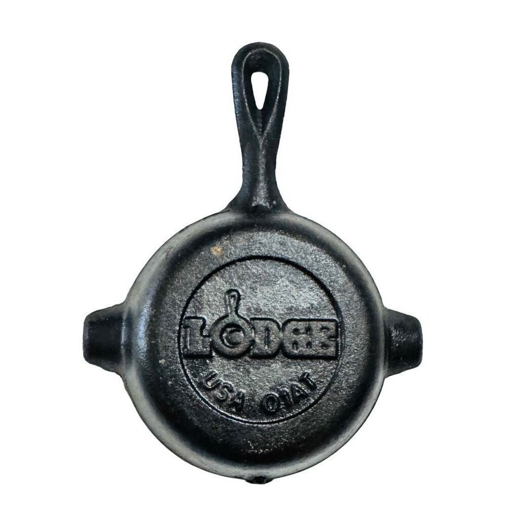 LODGE 01AT MINI 3" CAST IRON SKILLET FRY EGG PAN DOUBLE POUR USA ASHTRAY